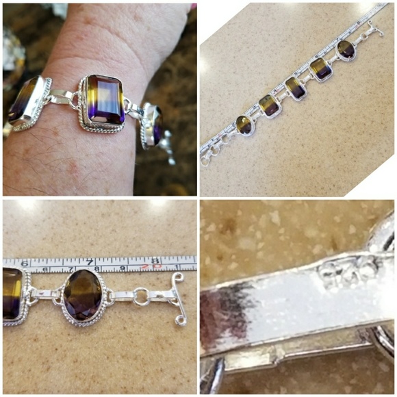 Genuine Ametrine Bracelet 8.25" fit 7" to 8" Wrist - Picture 4 of 4